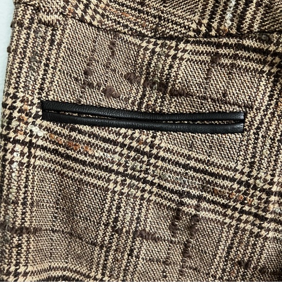 Alice + Olivia Brown Tweed Plaid Flared Leg Pants. Size 0 - Picture 7 of 11